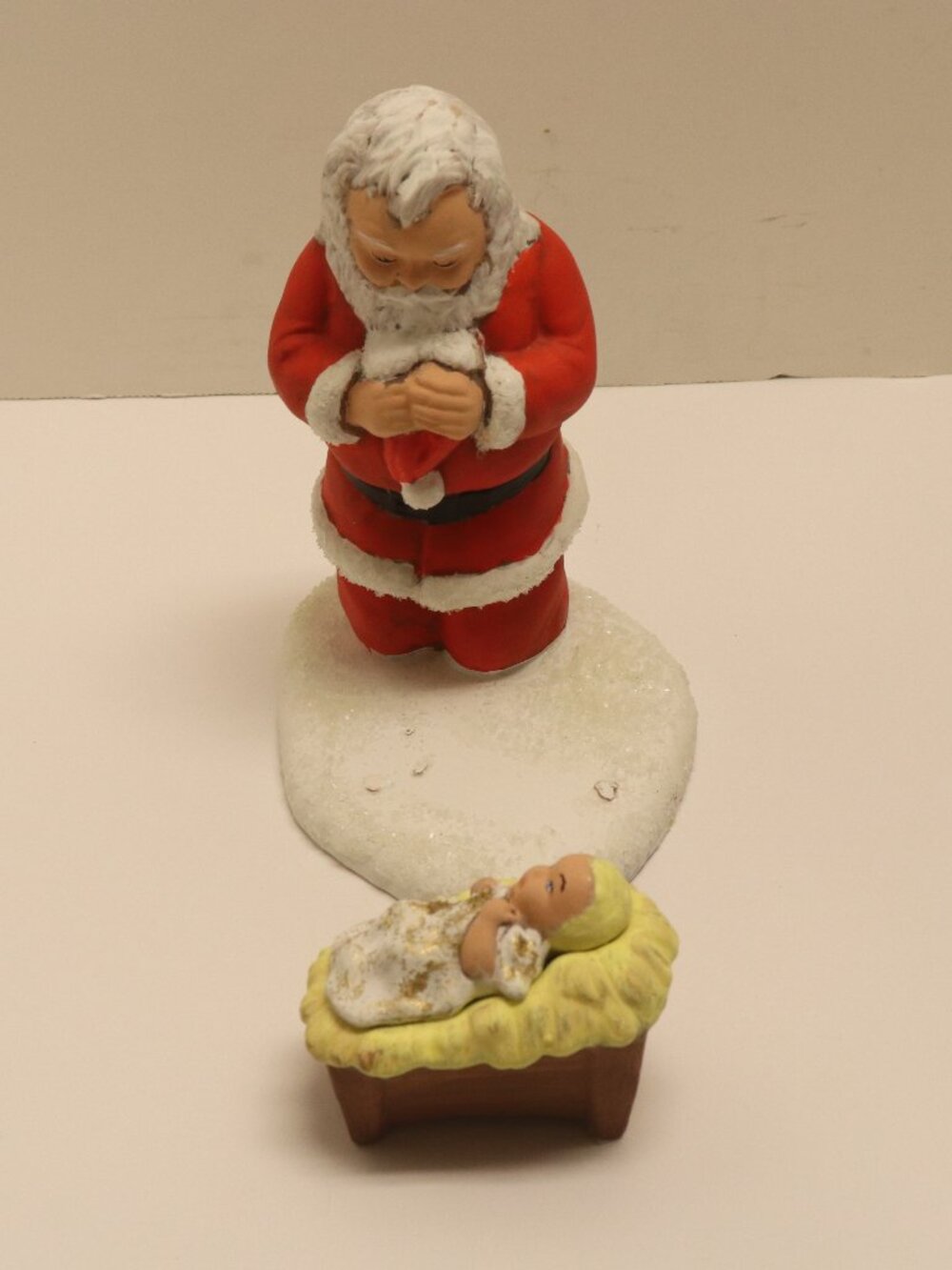 Bisque Porcelain Santa and the Baby Jesus Christmas Decor